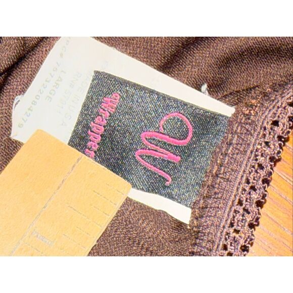 Vintage Y2K Wrapper Brown Swing Skirt Made in USA Stretchy Flowy A-Line Minimali - Picture 11 of 13